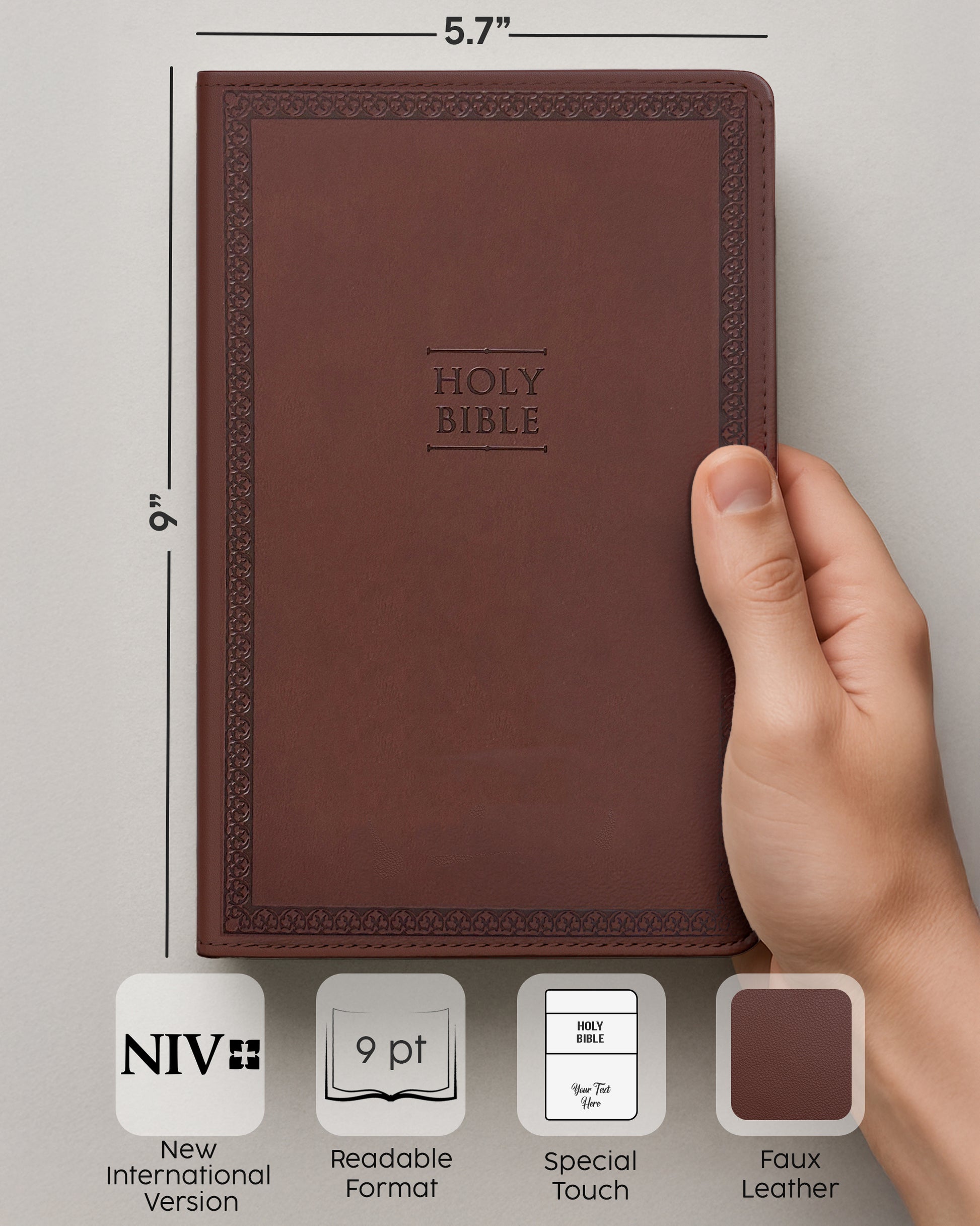 Personalized NIV Bible Brown Value Thinline - Engraved Family Heart Puzzle