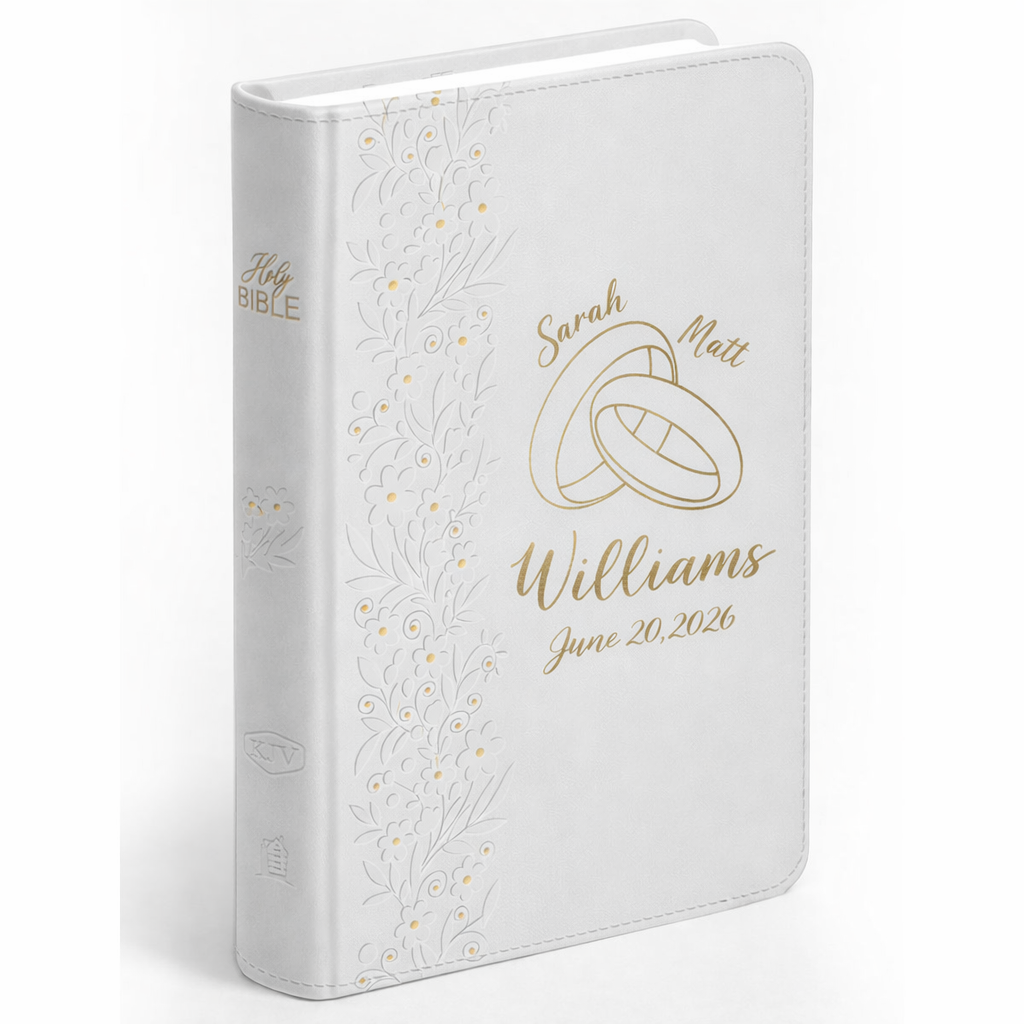 Personalized KJV Wedding Bible - Bride's Bible with Names, Surname and Date