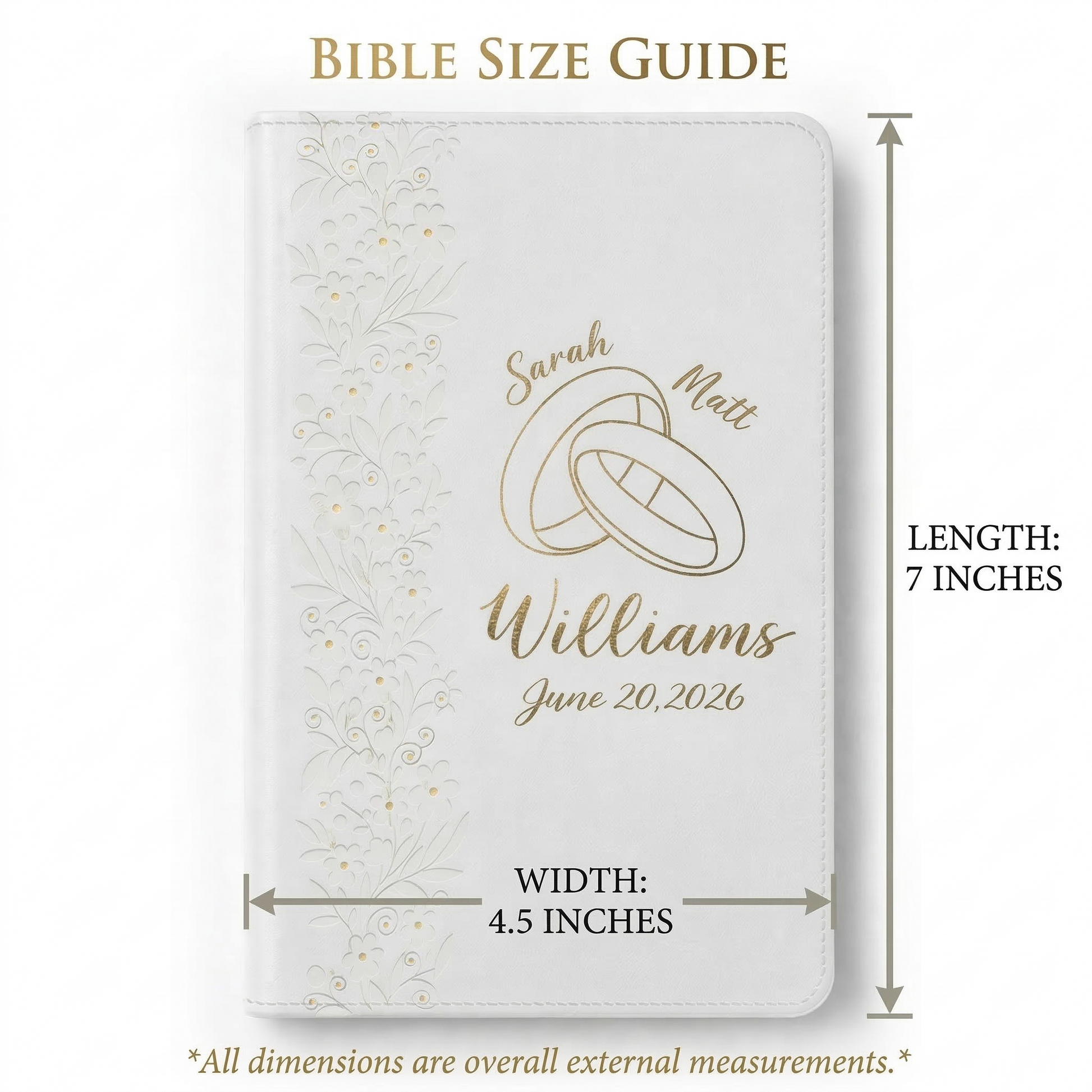 Personalized KJV Wedding Bible - Bride's Bible with Names, Surname and Date